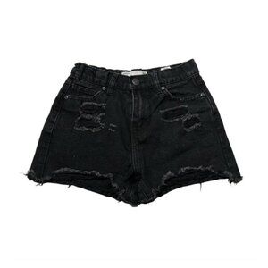 Urban Outfitters Black High-Waisted Distressed Denim Shorts